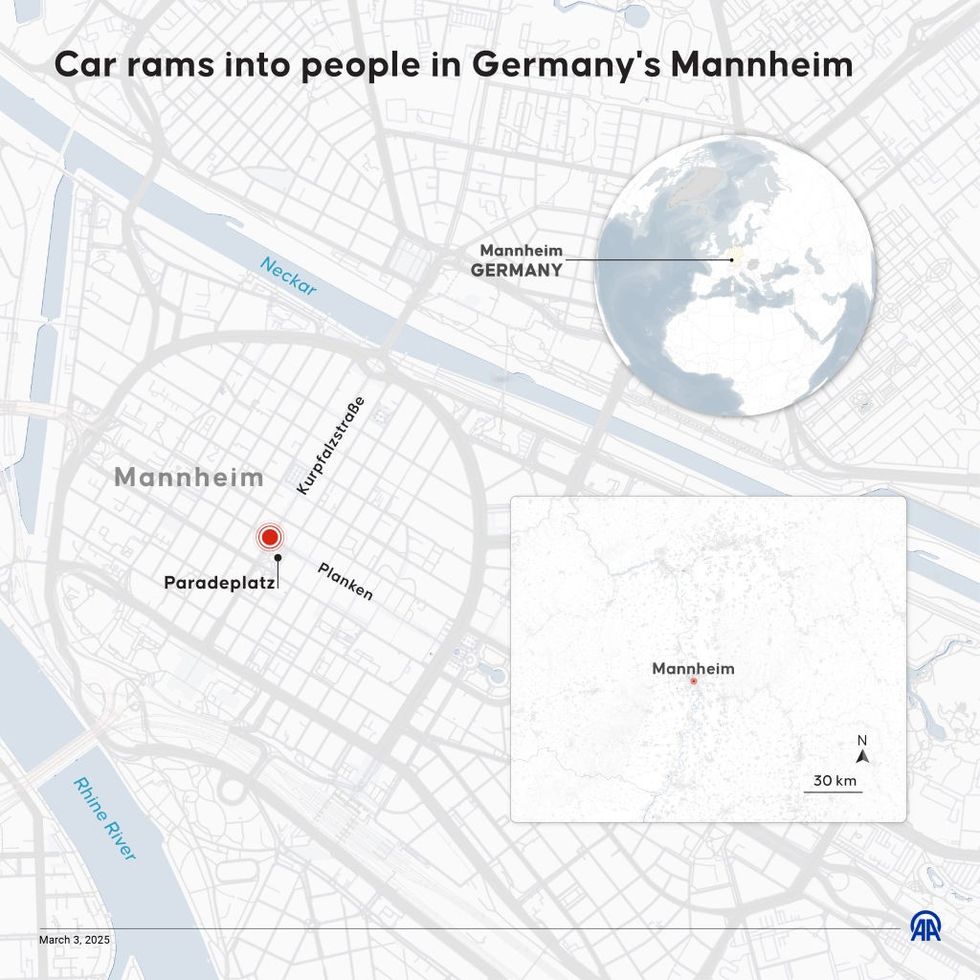 \u200bA map showing where the incident took place in the city centre
