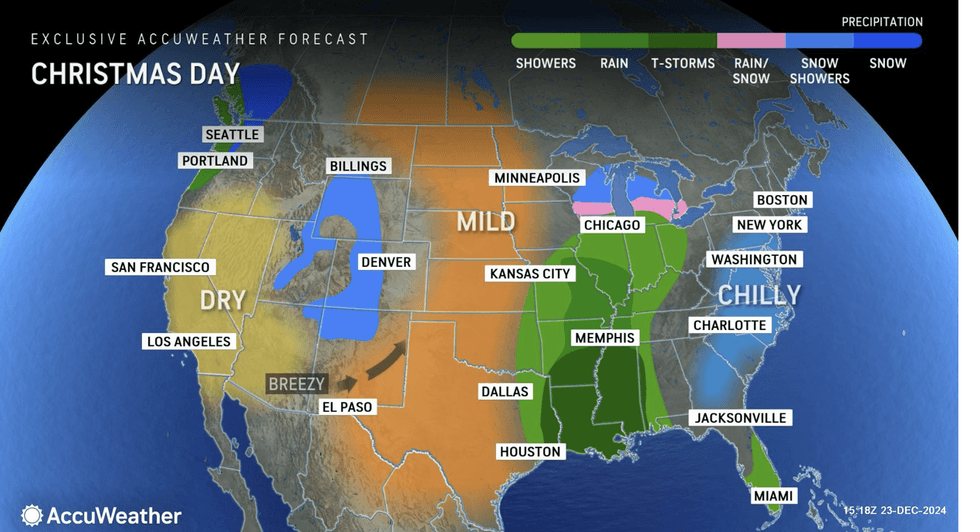 \u200bAccuWeather Christmas Day forecast