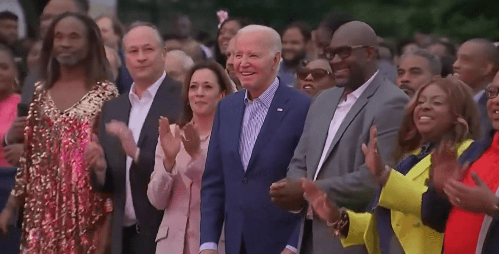 \u200bBiden appeared to freeze while the crowd danced around him