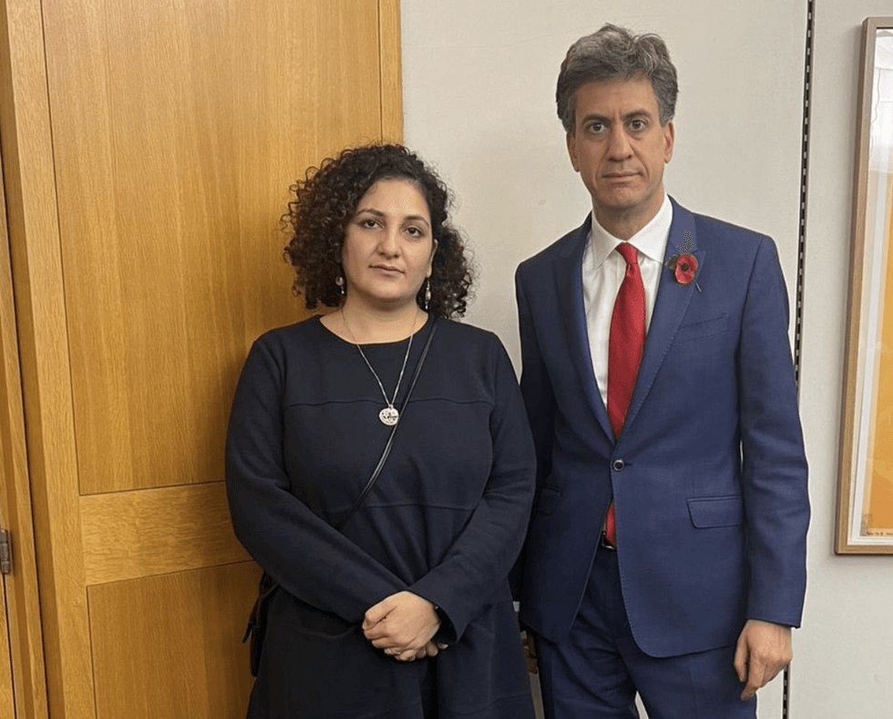 \u200bMs Seif with Ed Miliband in 2022