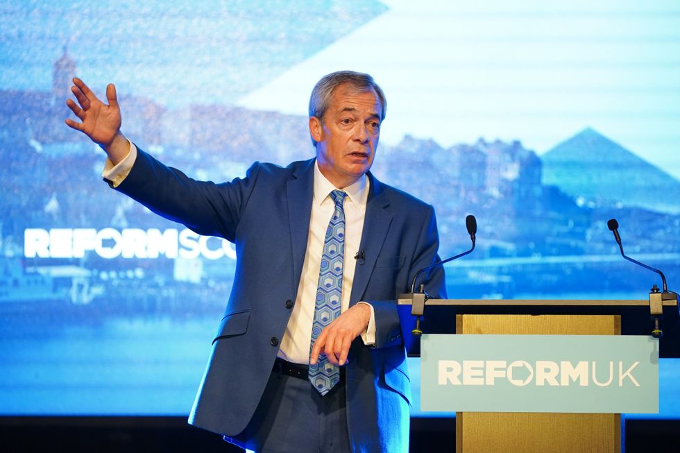 \u200bNigel Farage speaking at the manifesto launch in