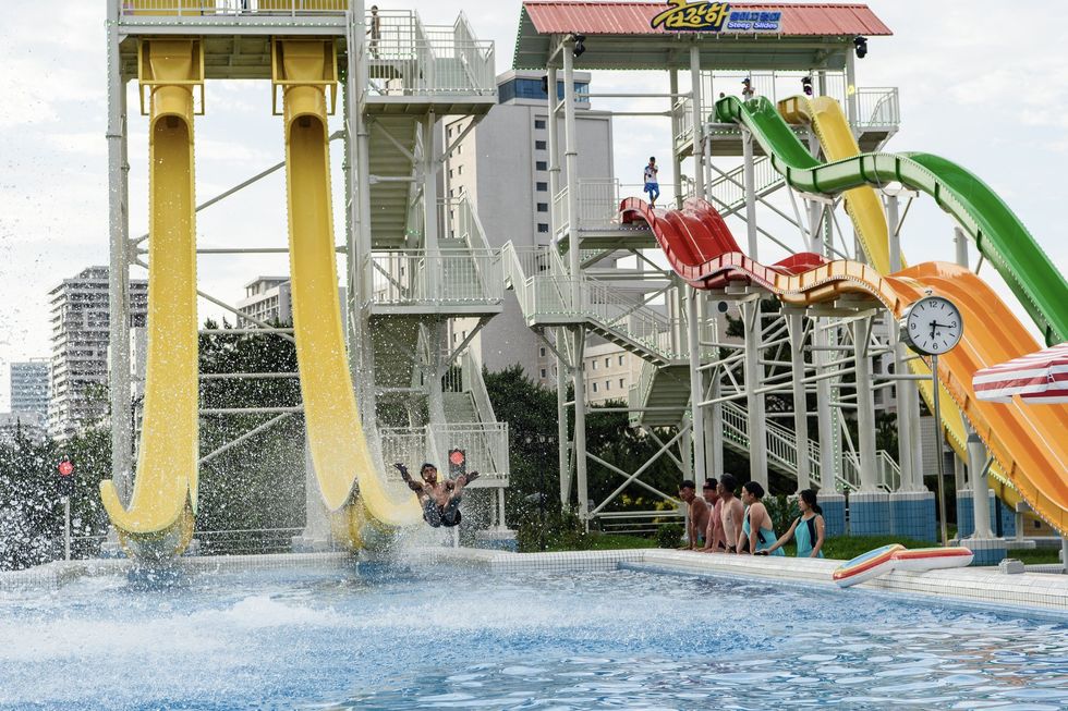 \u200bNorth Koreans enjoying the Myongsasimni Water Park in the Wonsan-Kalma resort