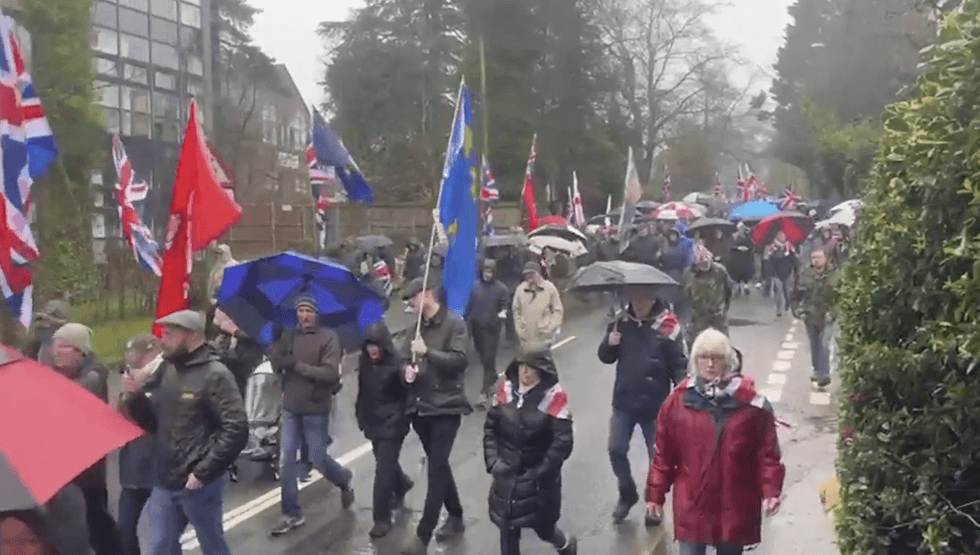 \u200bProtesters marched along the roads near the site