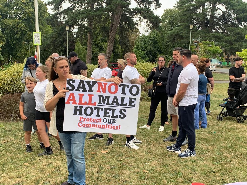 \u200bProtesters met outside the council building