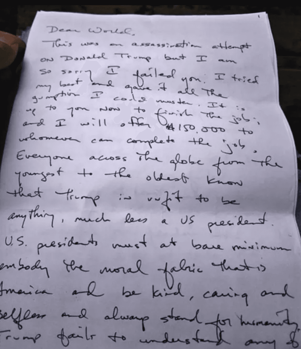 \u200bRouth's 'Dear World' letter found in the box