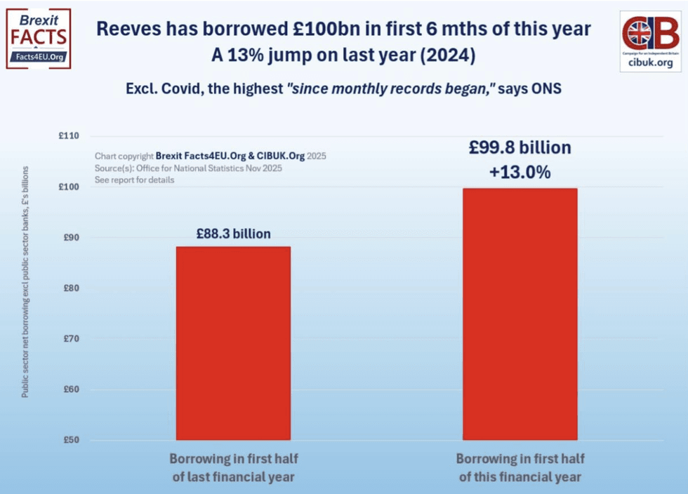 \u200bThe chart highlights the increase in borrowing