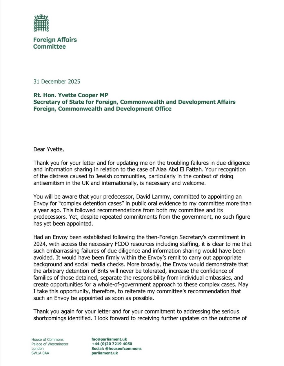 \u200bThe full letter sent by Dame Emily to Ms Cooper
