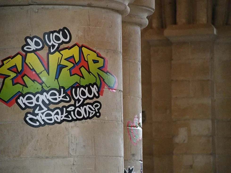 \u200bThe graffiti has been compared to that seen in a car park