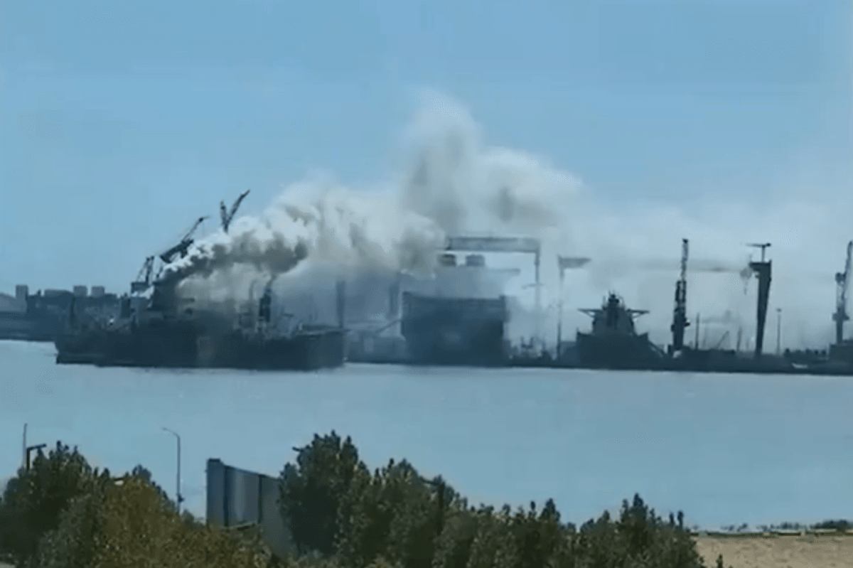\u200bThe vessel caught fire while docked in the eastern Chinese port