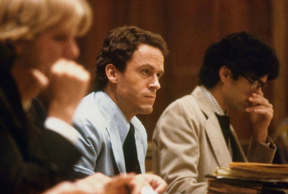 \u200bTheodore Bundy, seated in court,