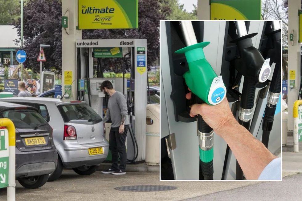 UK petrol station and fuel pumps