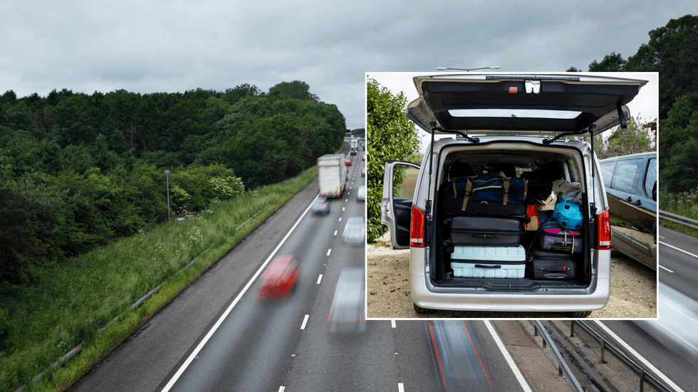 UK road and overloaded van