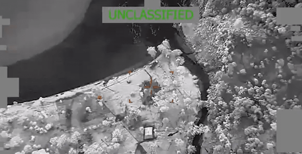 Unclassified aerial footage from the strike