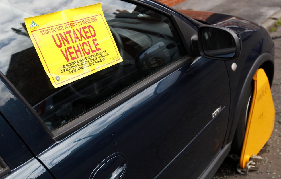 Untaxed clamped car