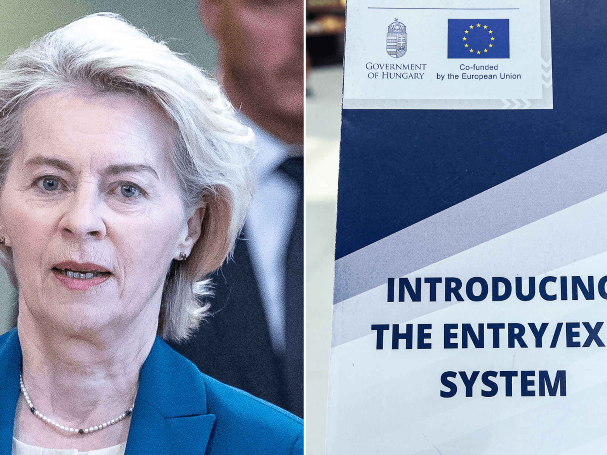 Ursula von der Leyen/EES signage