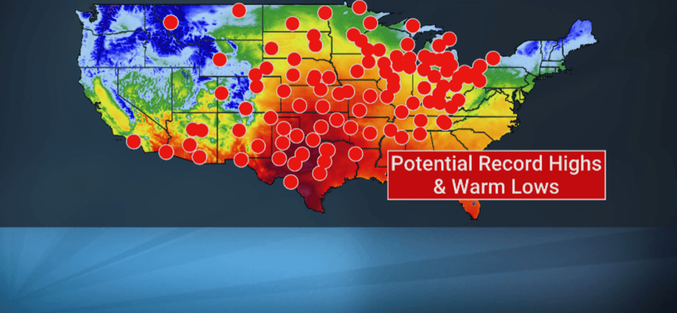 US faces potential record high temperatures