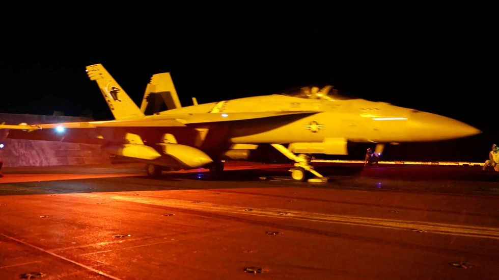 US military jet on aircraft carrier