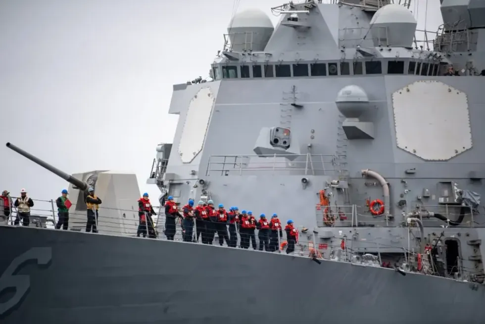 US Navy destroyer stationed off the Iranian coast
