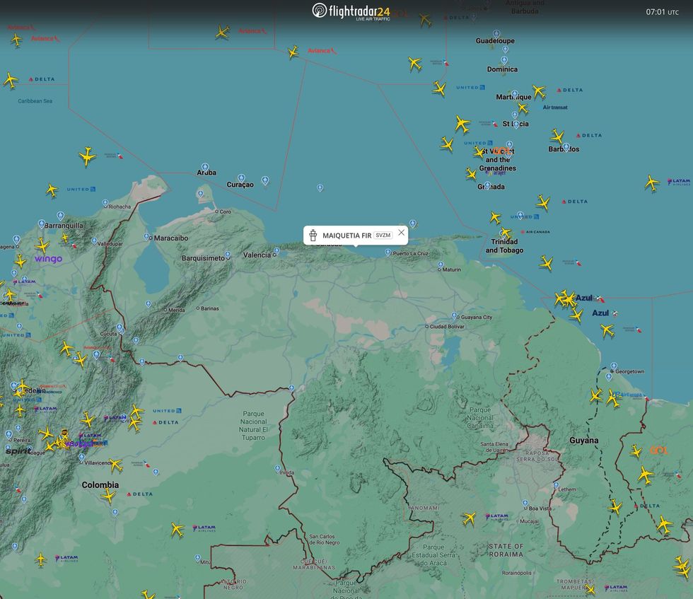 Venezuela FlightRadar map