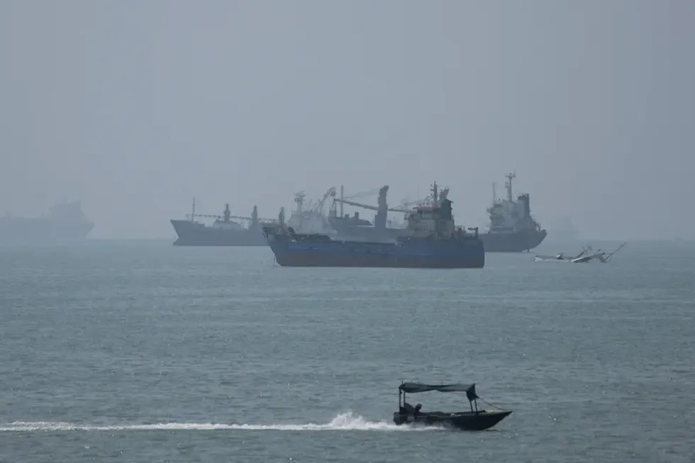 Vessels seen transiting through the Strait of Hormuz near Bandar Abbas
