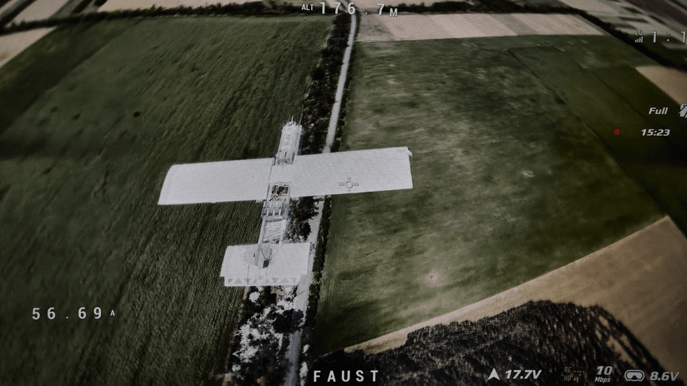 View from the camera of an interceptor drone inspecting a device
