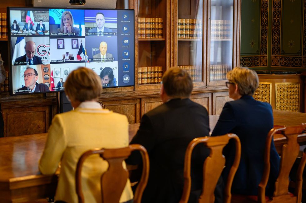 Virtual meeting attended by Yvette Cooper