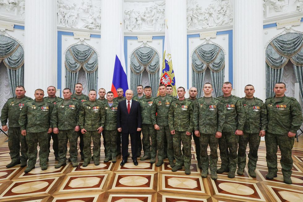 Vladimir Putin posed with Russian soldiers