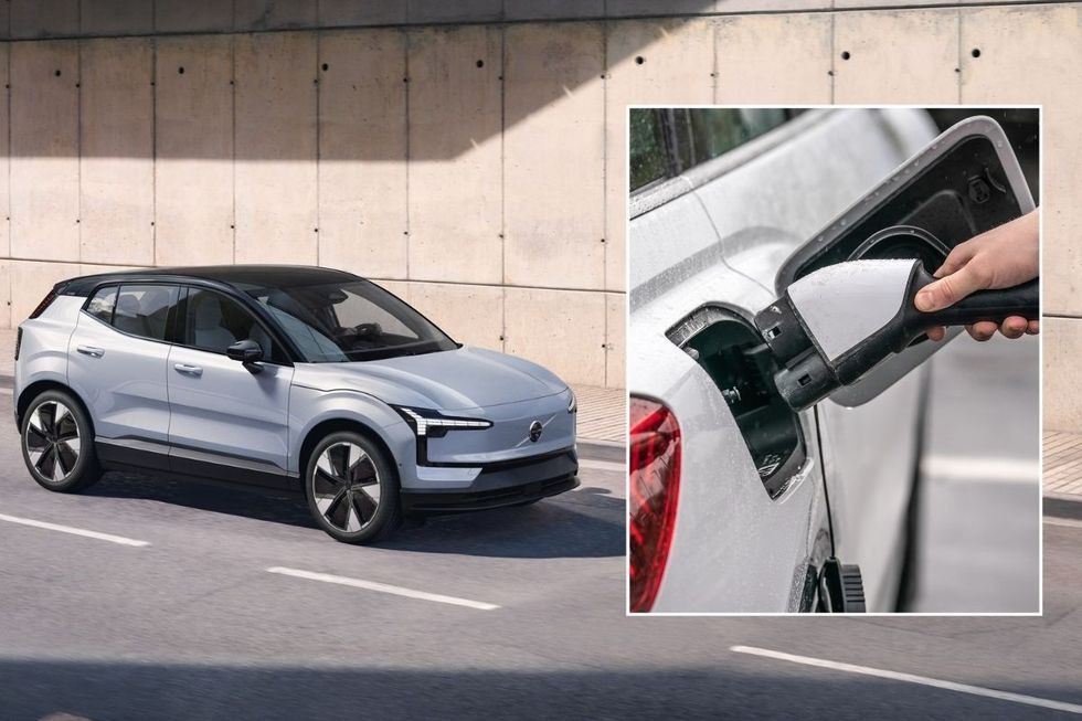 Volvo EX30 and an electric car charger 