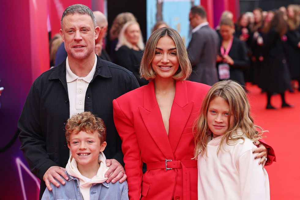 Wayne Bridge and Frankie Bridge with children Parker and Carter