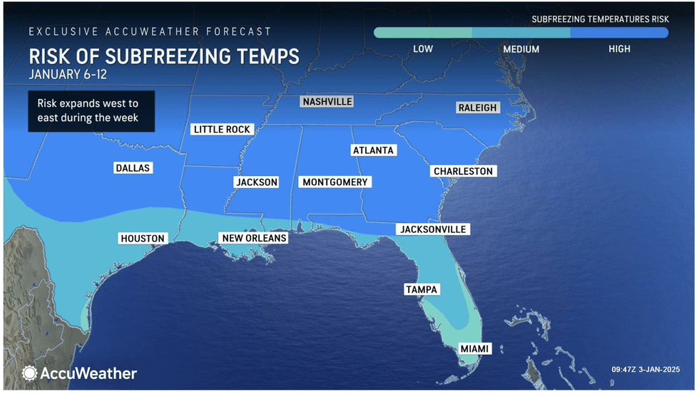 Weather forecast extreme cold US