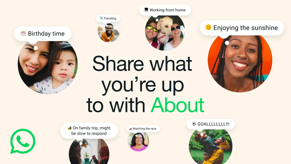 WhatsApp About status examples shown
