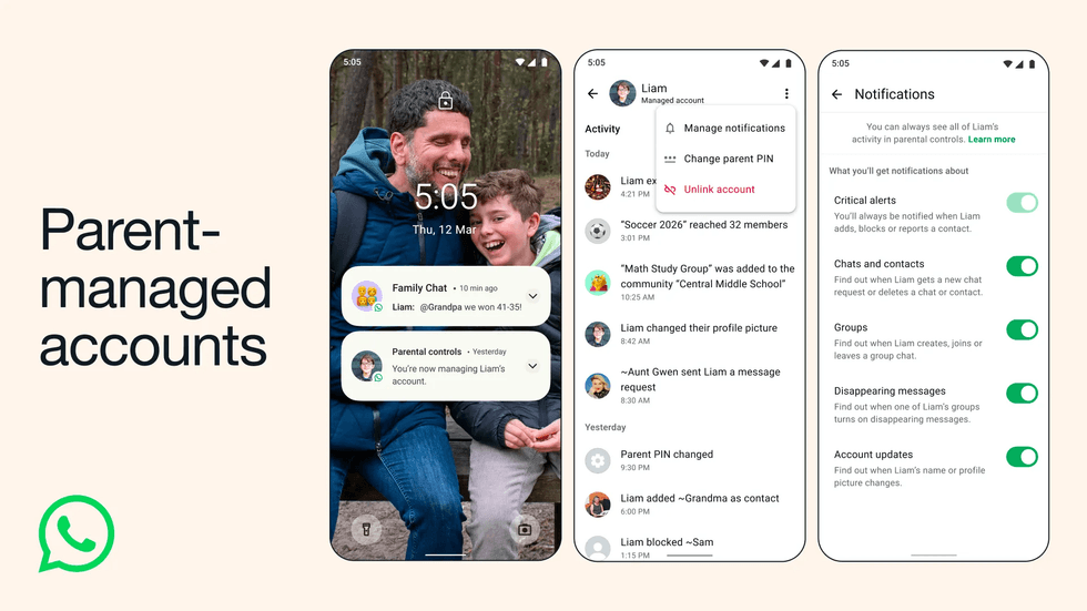 WhatsApp parental controls on app screenshots