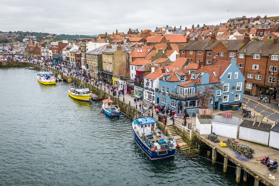 Whitby boats and water Yorkshire