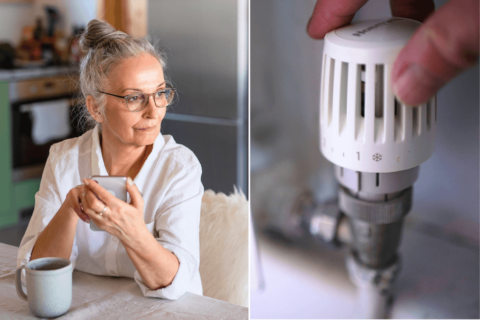 Woman at home radiator