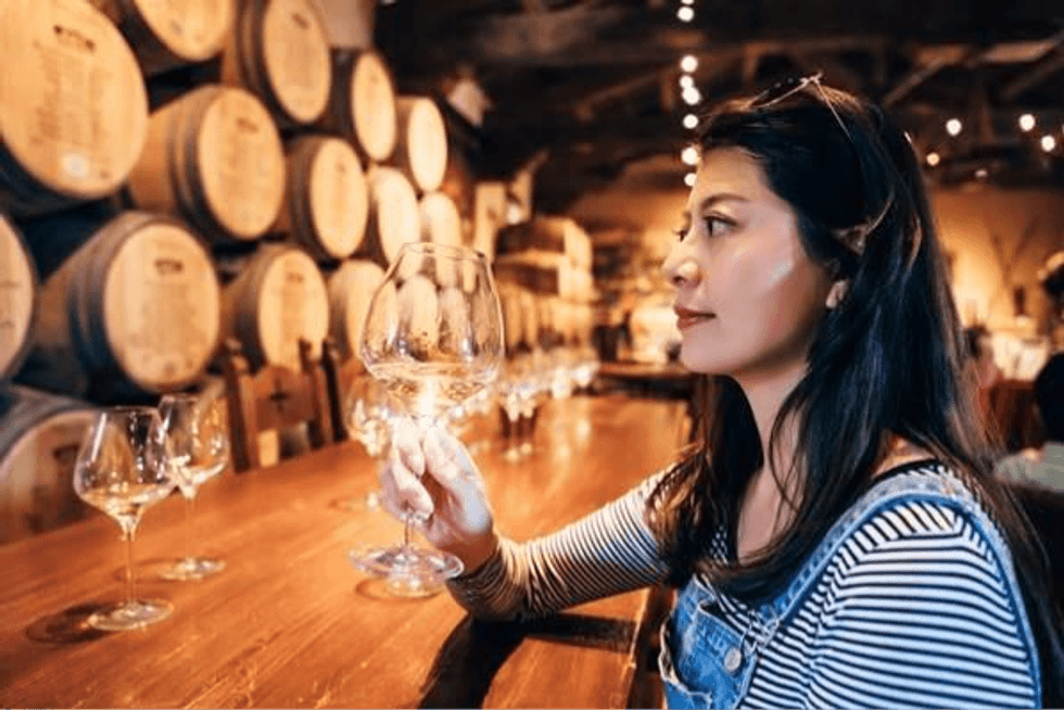 Woman at wine tour