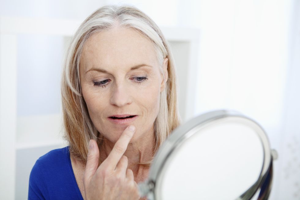 Woman looking at lips