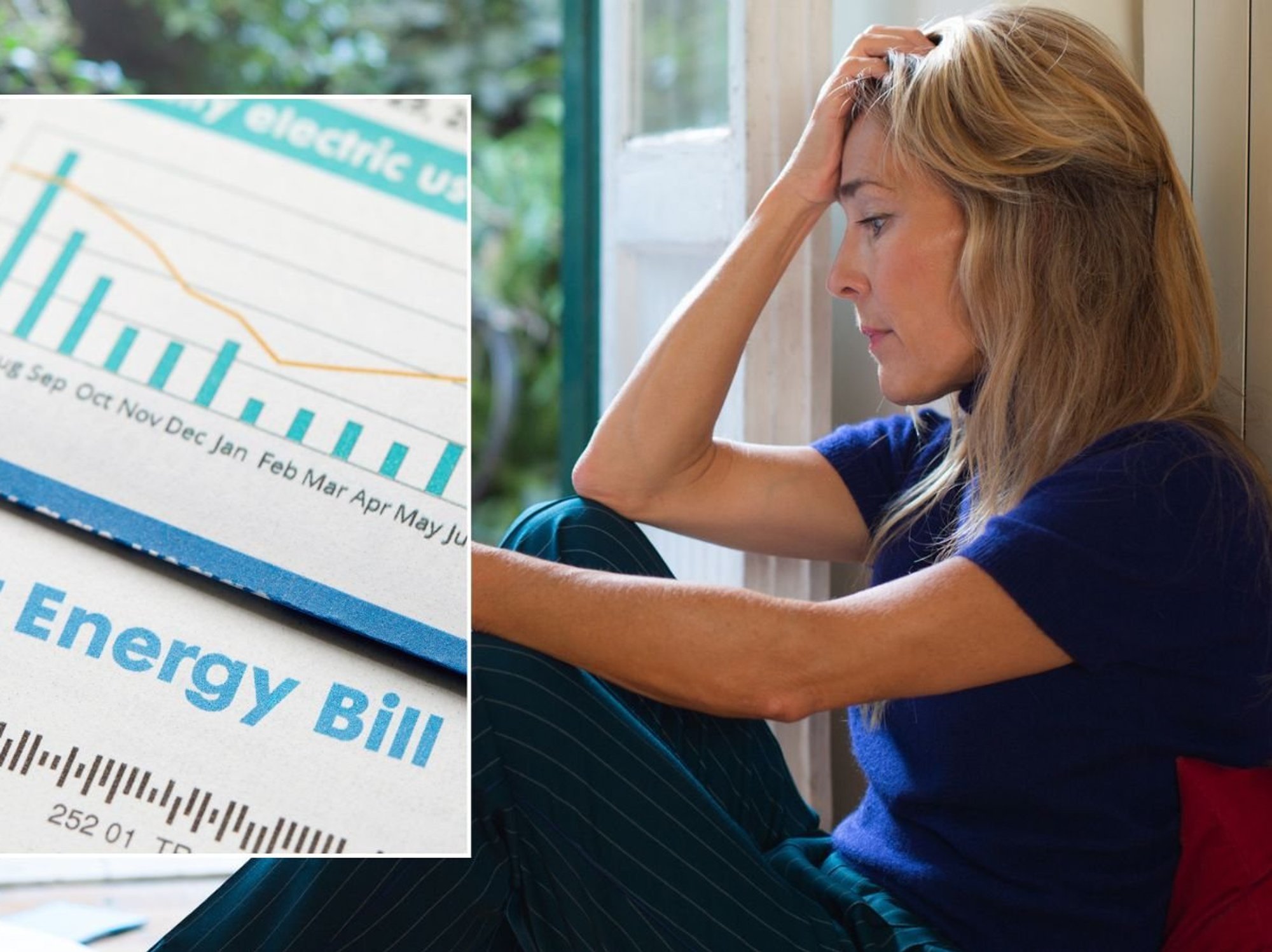 Woman looking stressed and energy bill