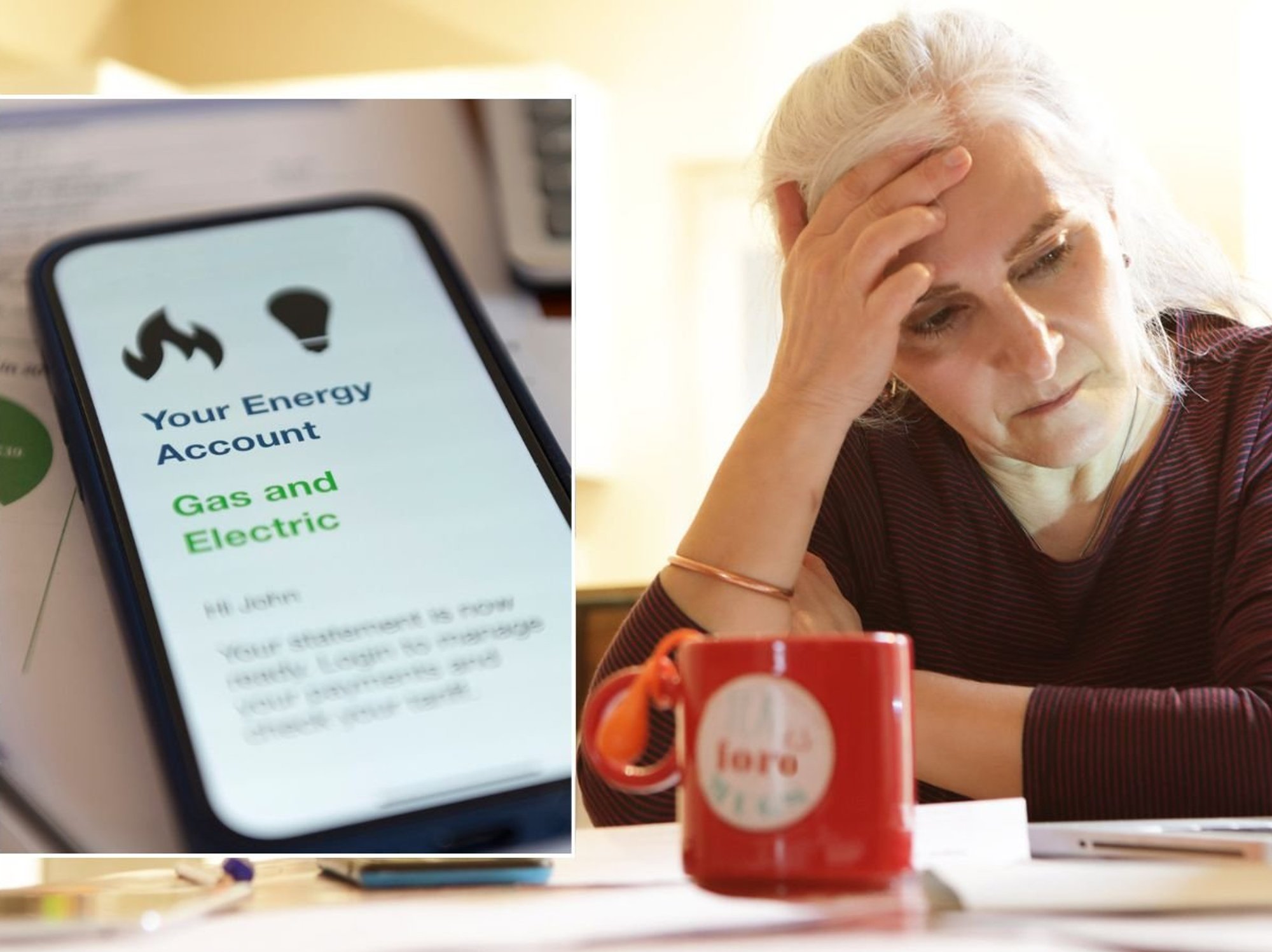 Woman on laptop and energy bill