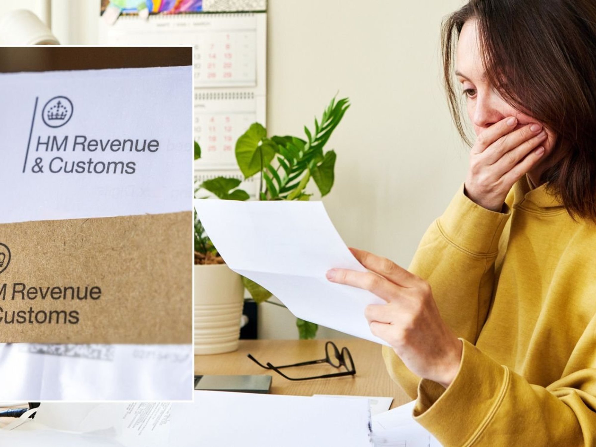 Woman reading letter and HMRC letter