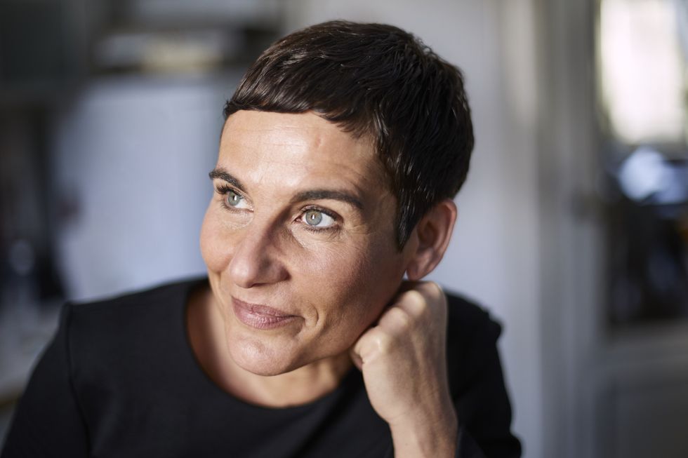 Woman with short brown hair