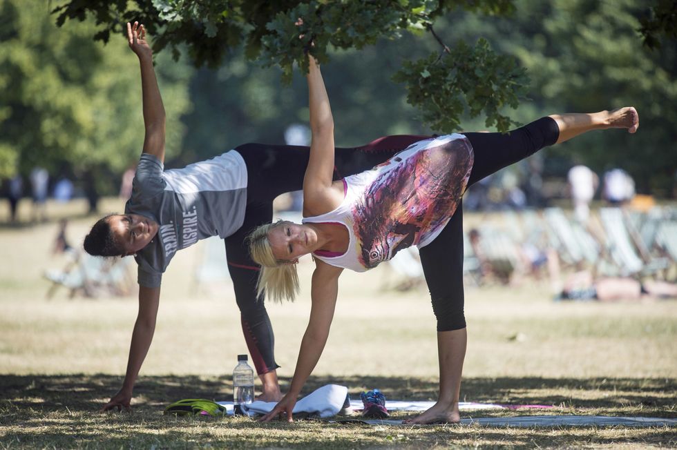 Women doing yoga