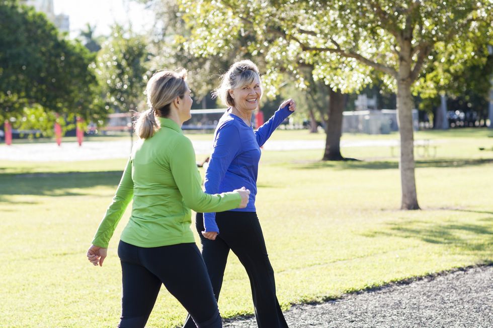 Women walking and swinging their arms