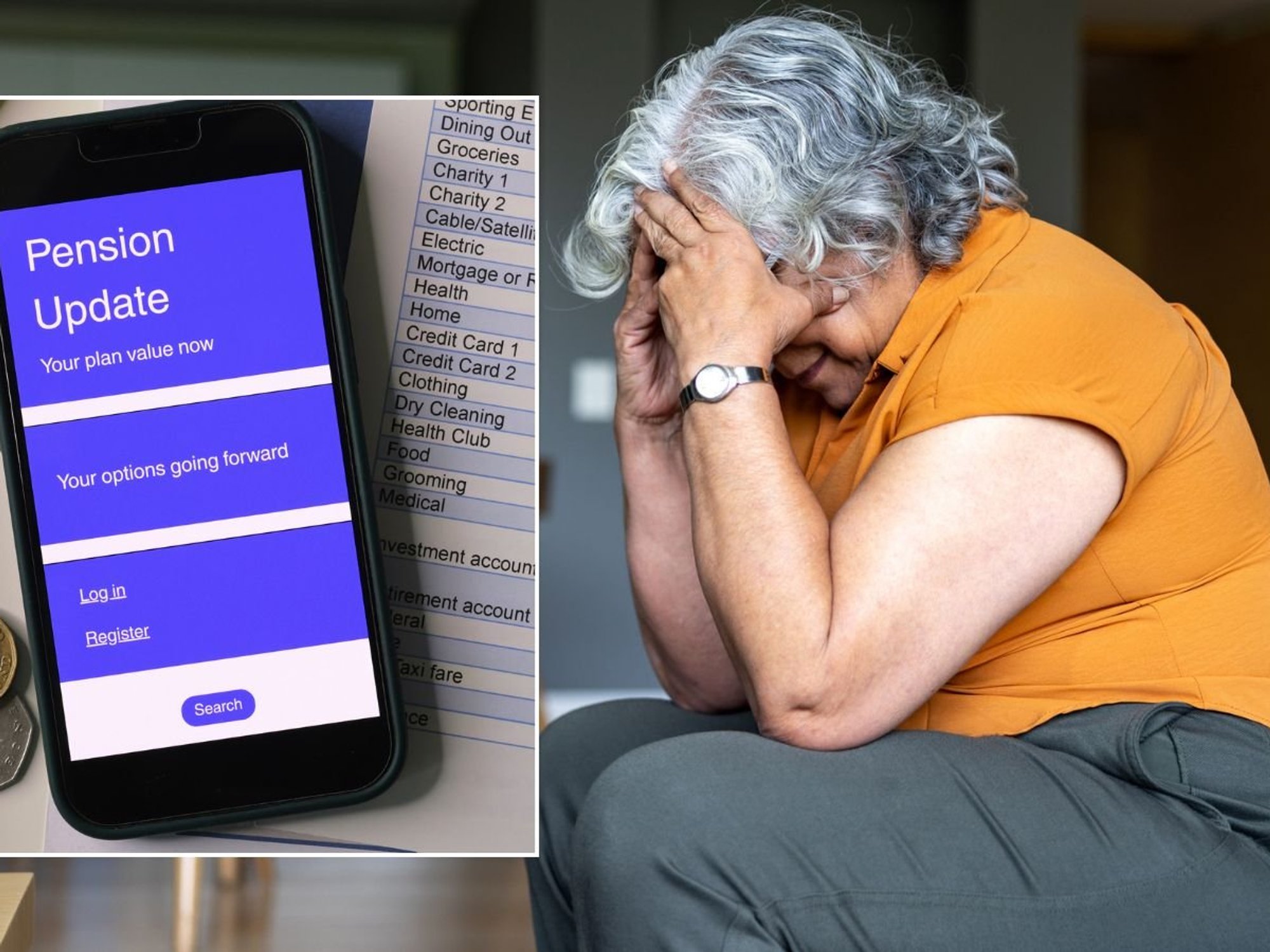 Worried pensioner and pension update on phone