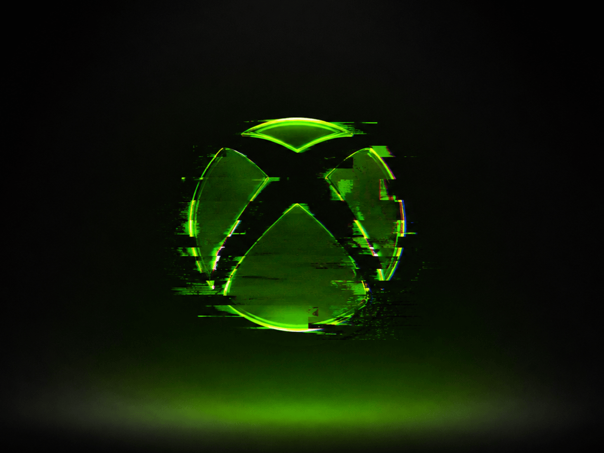 xbox logo with broken digital effects