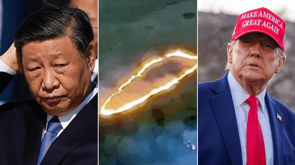Xi Jinping (left), Ukraine's Dragon drones (middle), Donald Trump (right)
