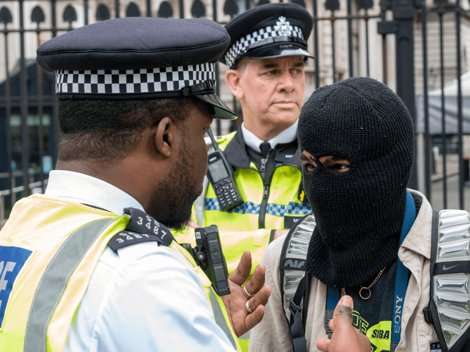 Youth wearing a balaclava in London