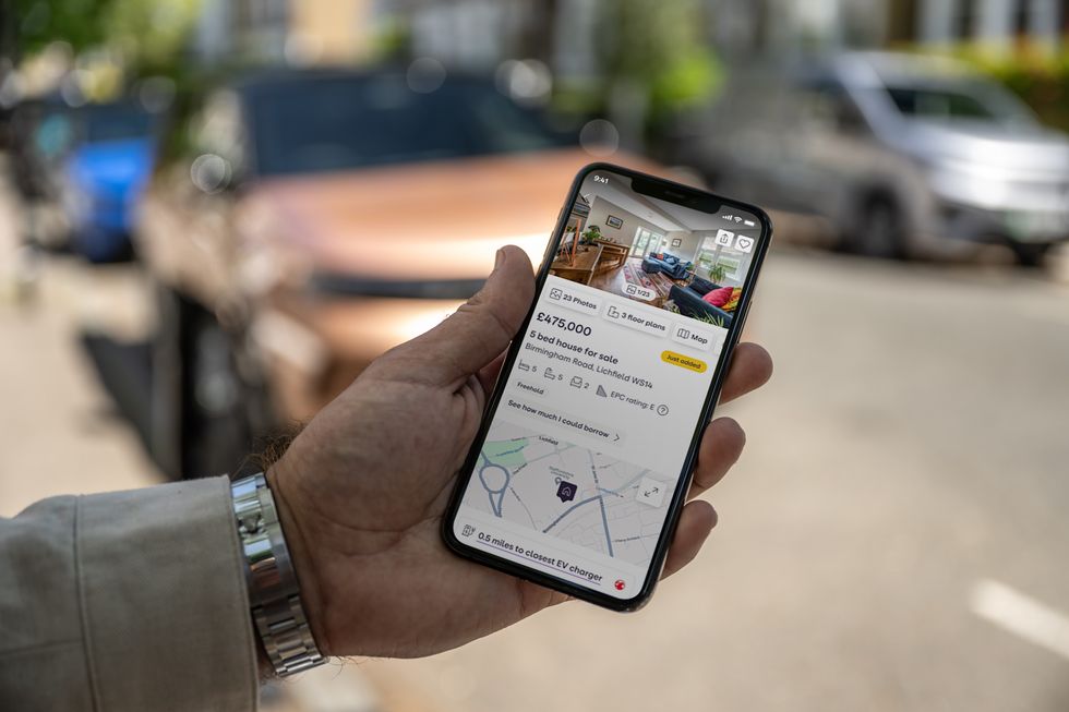 Zoopla app showing their nearest electric vehicle charger