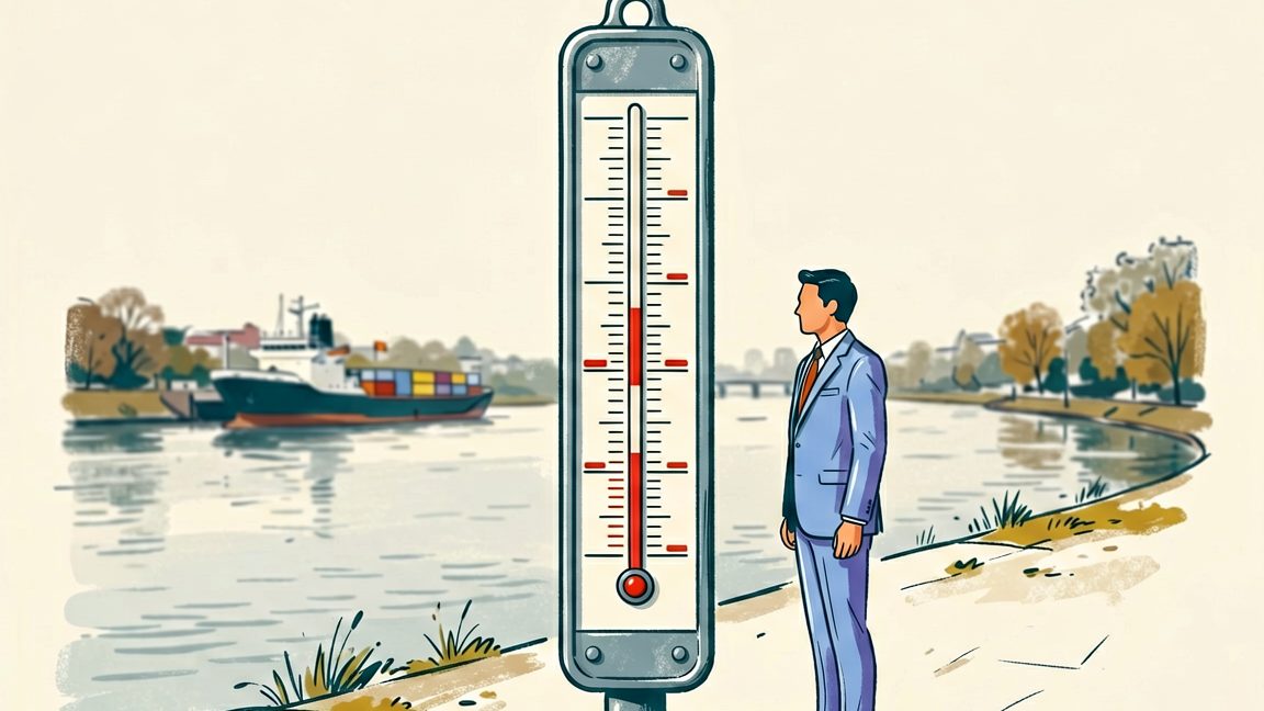 Staff (water level) gauge on the right bank of the Rhine at Kaub, Germany