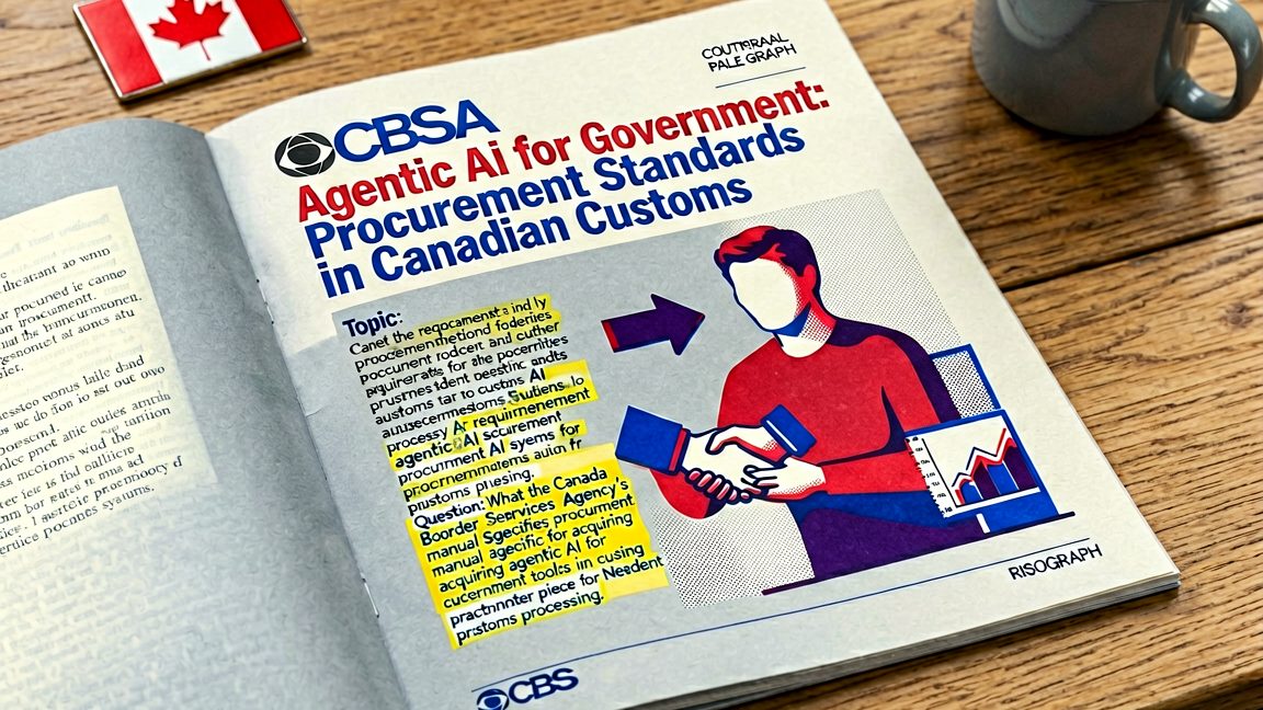 Printed Canada Border Services Agency procurement manual that outlines requirements for acquiring agentic AI systems for customs processing