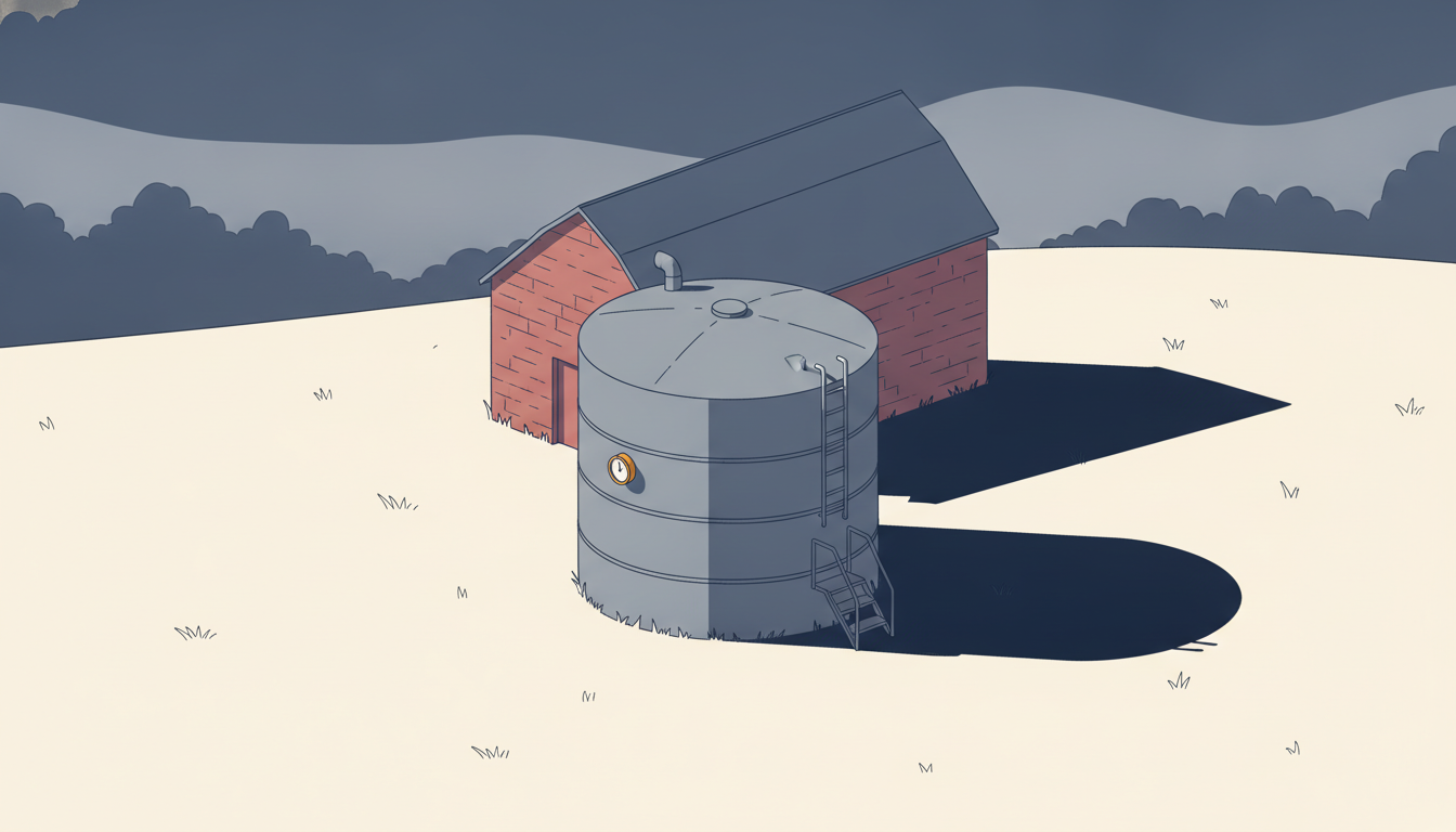 On‑farm water storage tank installed at Hill Farm in Somerset as part of the UK drought‑relief scheme